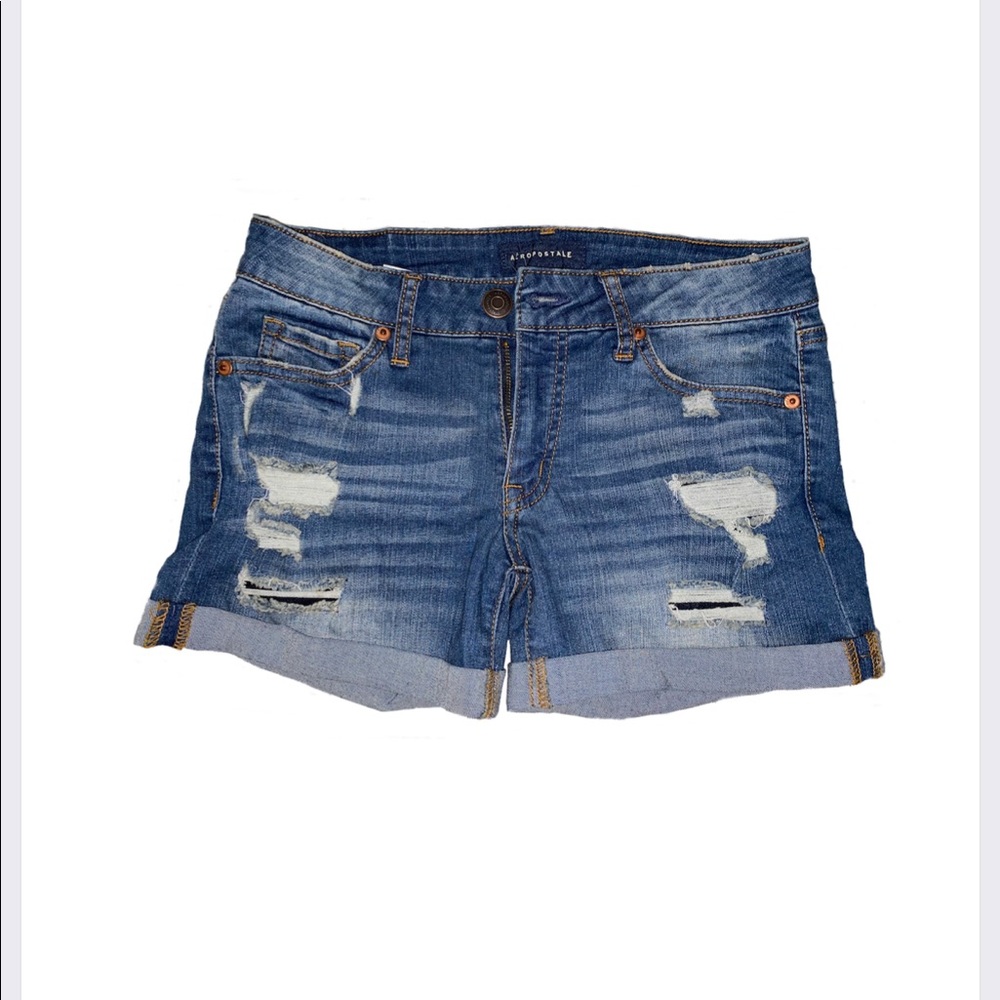 AEROPOSTALE MIDI RIPPED JEAN SHORTS